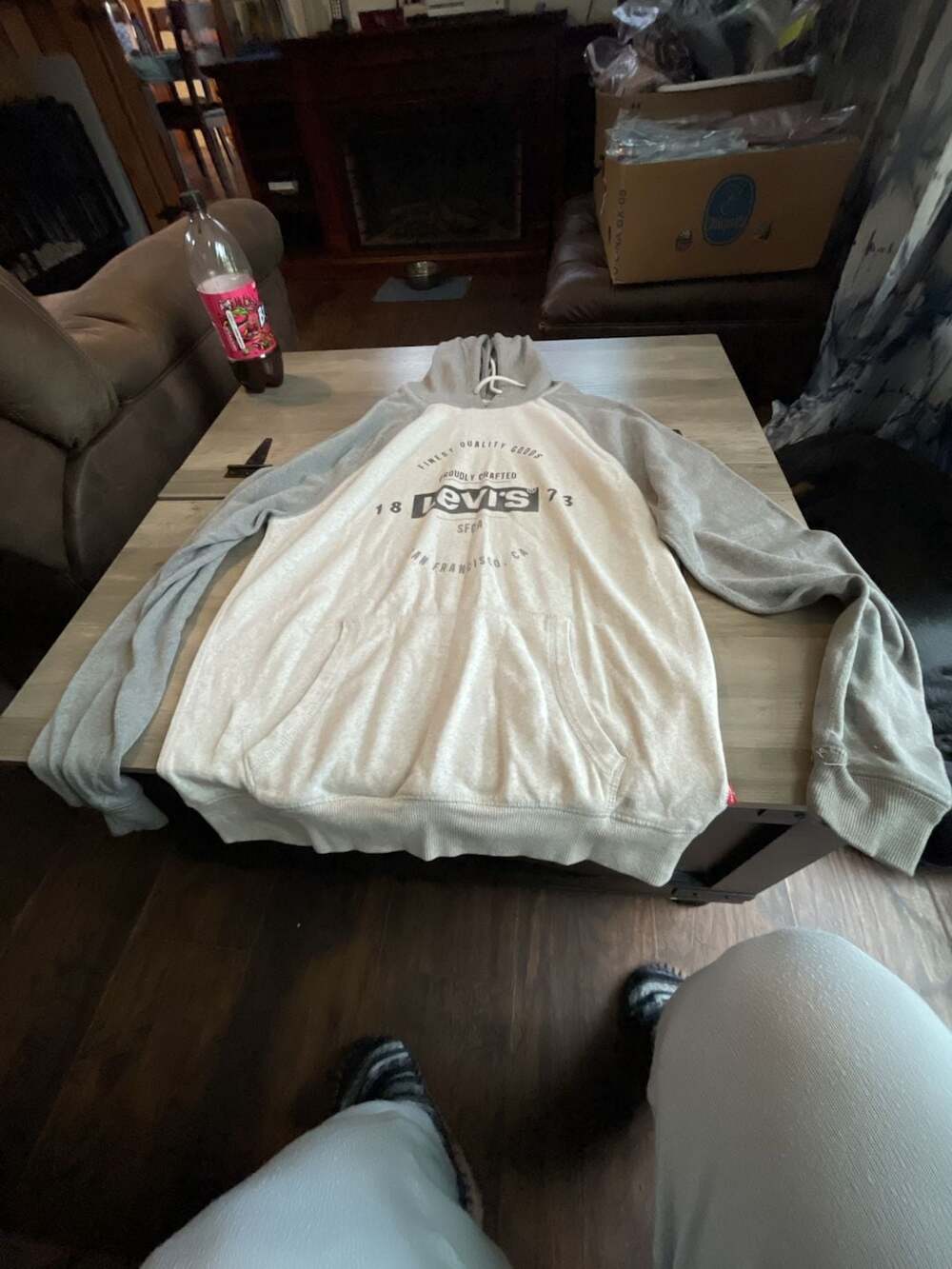 #D19 Levis Hoodie Logo Sweatshirt Gray White